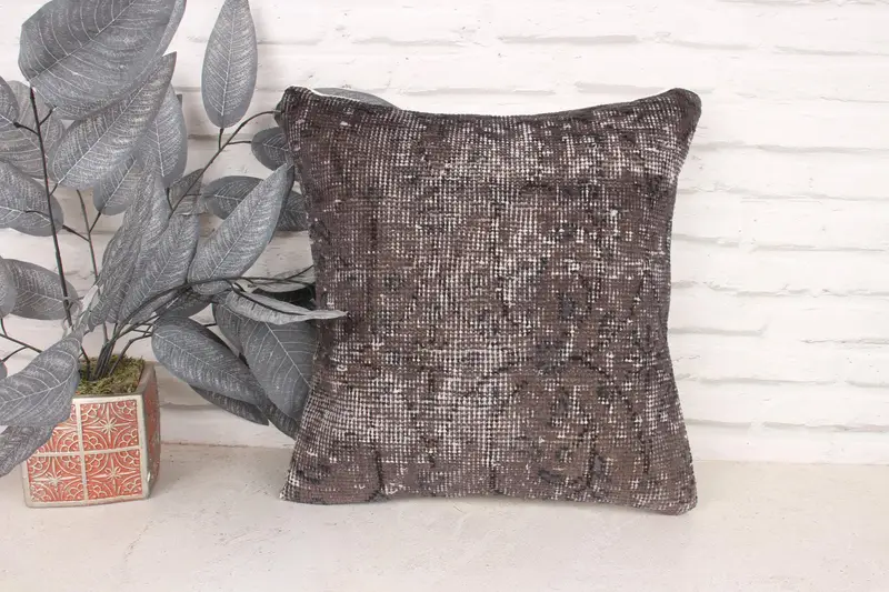 Boho Pillow Sham Cover, 16x16 Brown Cushion Cover, Southwestern Pillow Cover, Boho Pillow, Kilim Cushion Sham, Pillow Sham, Retro Cushion Cover - 1