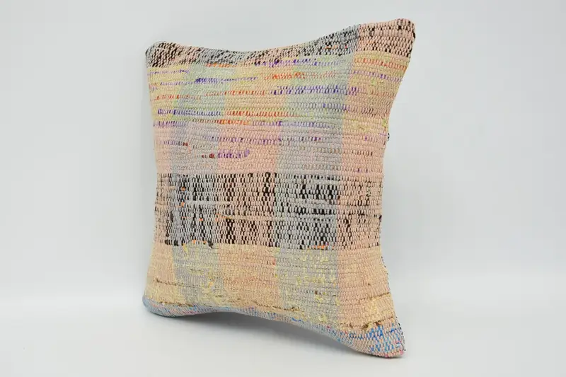 12x12 Blue Cushion Case, Ethnical Kilim Rug Pillow, Decorative Pillow Sham, Throw Kilim Pillow, Vintage Kilim Pillow, Pillow Case - 4