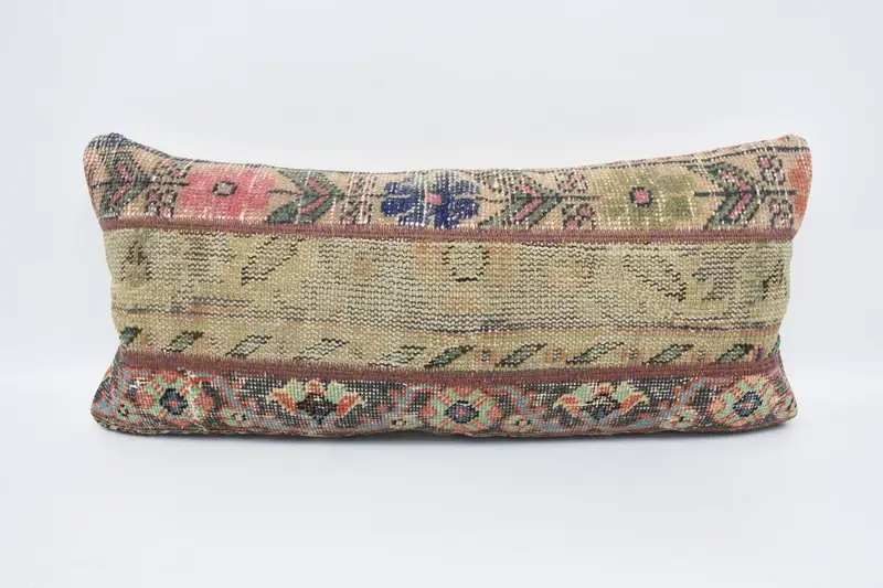 Vintage Antique Euro Sham, Red 16x35 inch Cushion, Couch Pillow Case - 1