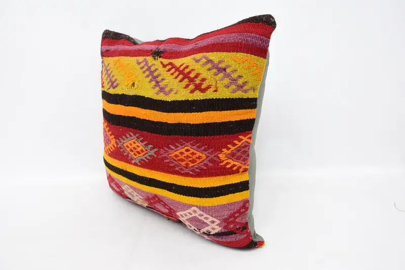 24x24 Red Pillow Cover, Boho Pillow, Armchair Cushion, Customized Cushion Cover, Vintage Kilim Throw Pillow, Interior Designer Pillow, Cushion Case - 4
