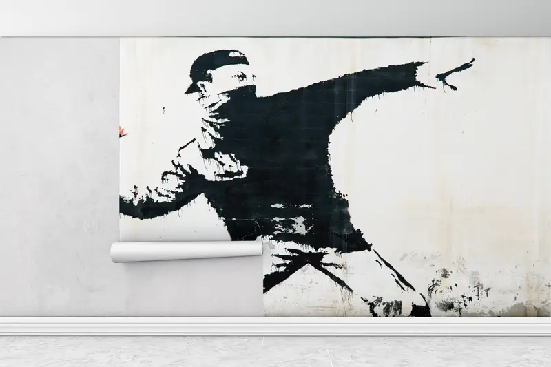 Abstract Wallpaper, Banksy Molotov Wallpaper, Flower Molotov Wall Paper, Graffiti Wall Painting, Banksy Flowers Wallpaper, - 1