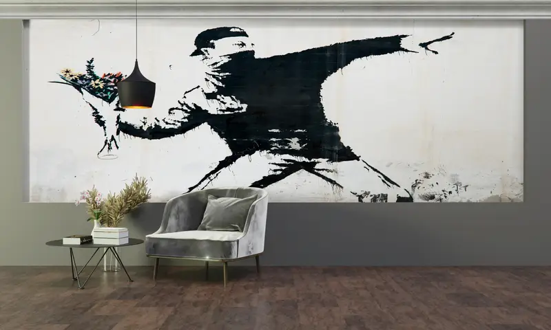 Abstract Wallpaper, Banksy Molotov Wallpaper, Flower Molotov Wall Paper, Graffiti Wall Painting, Banksy Flowers Wallpaper, - 3