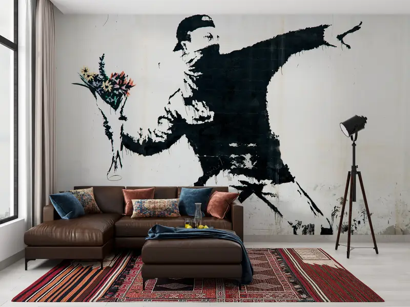 Abstract Wallpaper, Banksy Molotov Wallpaper, Flower Molotov Wall Paper, Graffiti Wall Painting, Banksy Flowers Wallpaper, - 7