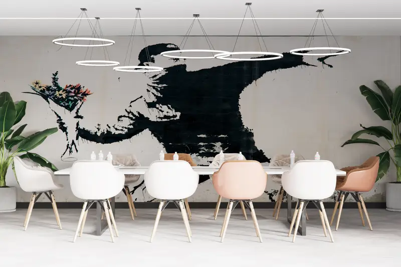 Abstract Wallpaper, Banksy Molotov Wallpaper, Flower Molotov Wall Paper, Graffiti Wall Painting, Banksy Flowers Wallpaper, - 4