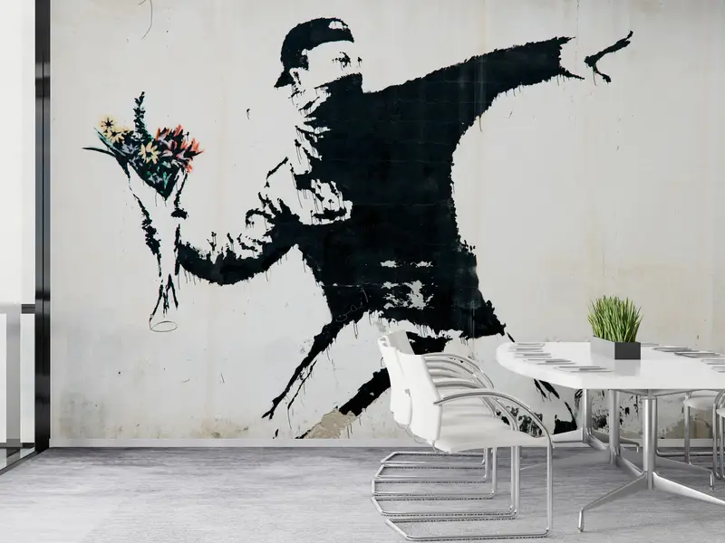 Abstract Wallpaper, Banksy Molotov Wallpaper, Flower Molotov Wall Paper, Graffiti Wall Painting, Banksy Flowers Wallpaper, - 8
