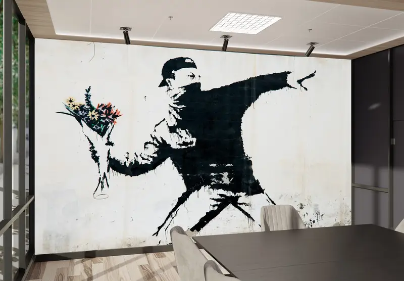 Abstract Wallpaper, Banksy Molotov Wallpaper, Flower Molotov Wall Paper, Graffiti Wall Painting, Banksy Flowers Wallpaper, - 2