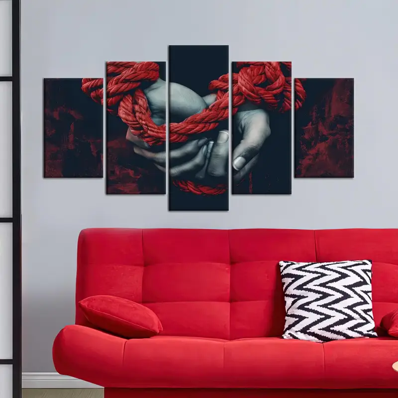 Red Rope Wall ART, Gift for Love, Love Art Decor, Bedroom Wall Decor, Valentines Gift, Canvas Wall Art, Red Canvas Art Decor, Modern Canvas - 8