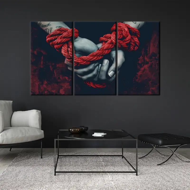 Red Rope Wall ART, Gift for Love, Love Art Decor, Bedroom Wall Decor, Valentines Gift, Canvas Wall Art, Red Canvas Art Decor, Modern Canvas - 2