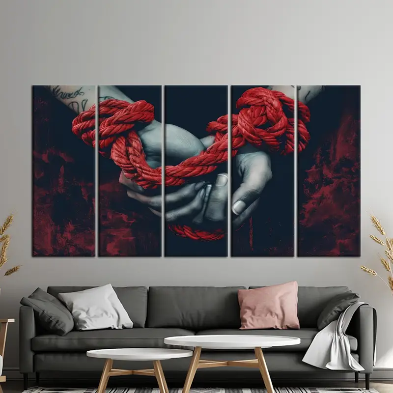 Red Rope Wall ART, Gift for Love, Love Art Decor, Bedroom Wall Decor, Valentines Gift, Canvas Wall Art, Red Canvas Art Decor, Modern Canvas - 7