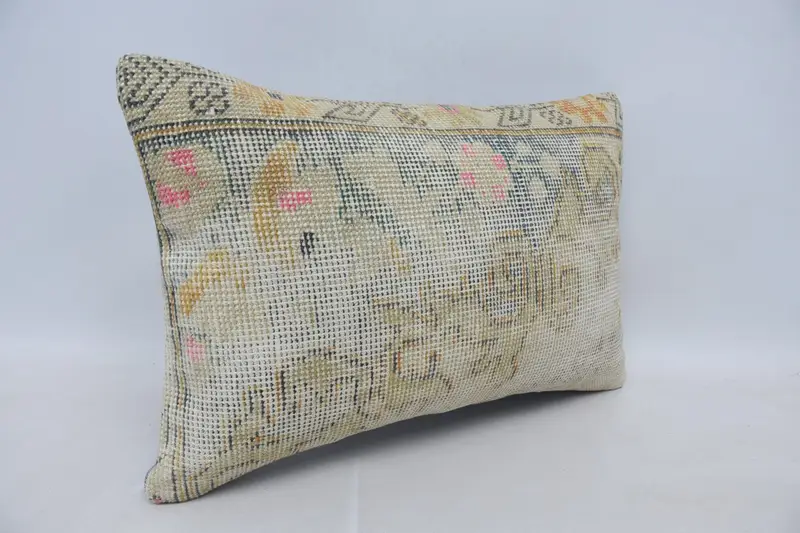 Handmade Kilim Cushion, Pillow for Sofa, 16x24 Beige Cushion Cover, Pillow, Retro Throw Cushion, Turkish Pillow, Luxury Cushion Cover - 3
