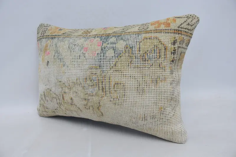Handmade Kilim Cushion, Pillow for Sofa, 16x24 Beige Cushion Cover, Pillow, Retro Throw Cushion, Turkish Pillow, Luxury Cushion Cover - 4