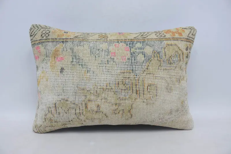 Handmade Kilim Cushion, Pillow for Sofa, 16x24 Beige Cushion Cover, Pillow, Retro Throw Cushion, Turkish Pillow, Luxury Cushion Cover - 1