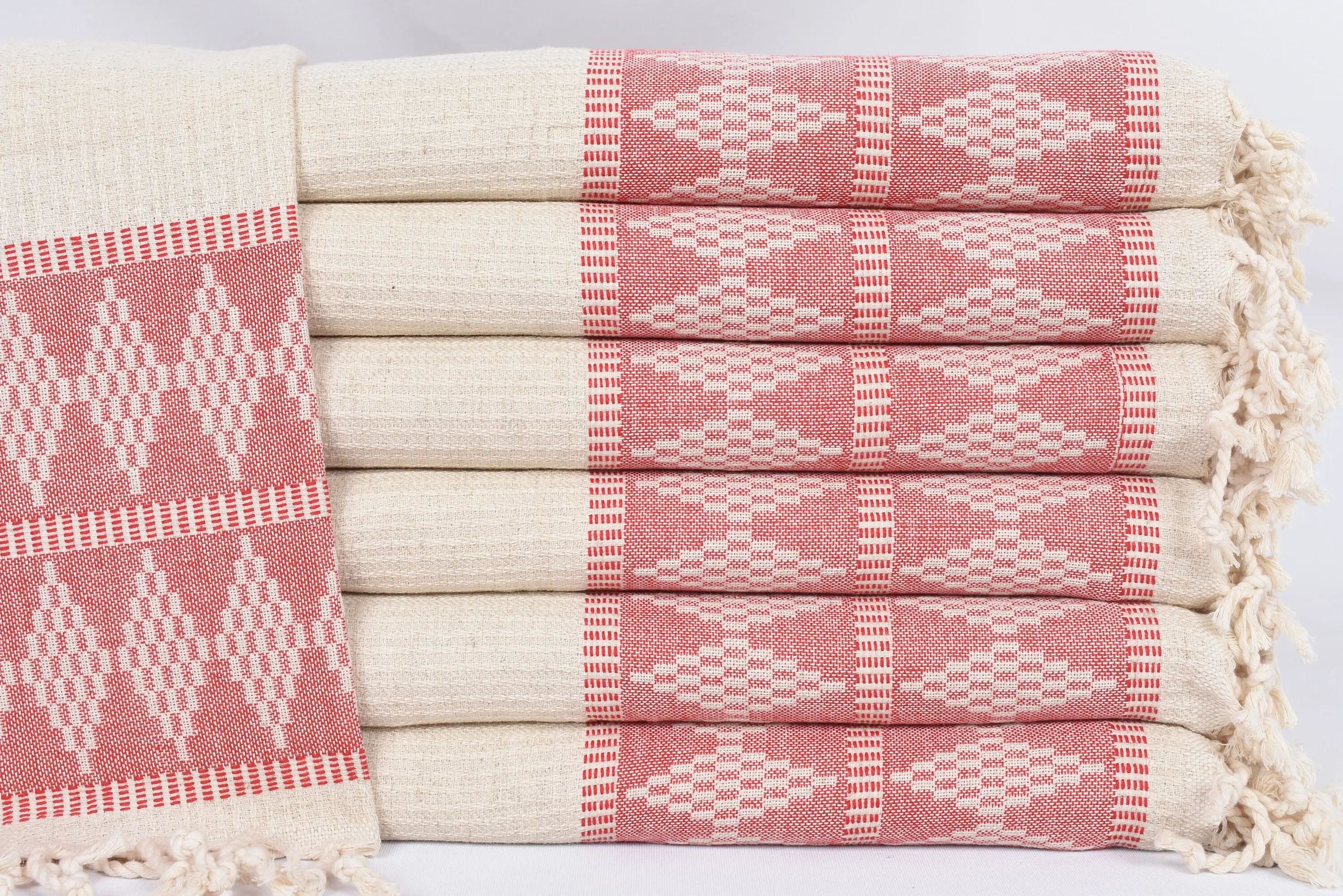 Turkish Towel Hand Towel, Red Kilim Design Dish Towel, 40x20 Inches - 1