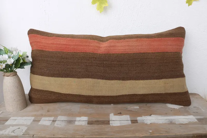 Pillow for Sofa, Turkish Pillow, Tapestry Pillow Cover, Luxury Pillow Sham, 12x24 Brown Pillow, Pillow Cover, Antique Pillows - 2