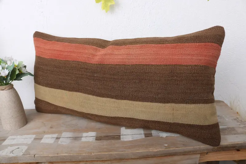 Pillow for Sofa, Turkish Pillow, Tapestry Pillow Cover, Luxury Pillow Sham, 12x24 Brown Pillow, Pillow Cover, Antique Pillows - 4