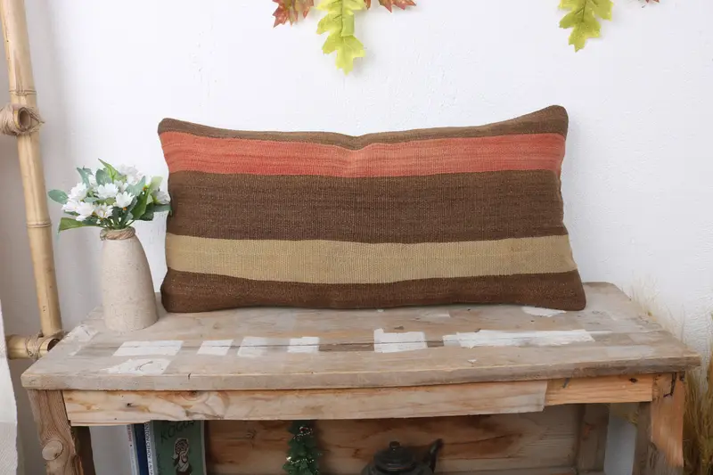Pillow for Sofa, Turkish Pillow, Tapestry Pillow Cover, Luxury Pillow Sham, 12x24 Brown Pillow, Pillow Cover, Antique Pillows - 1