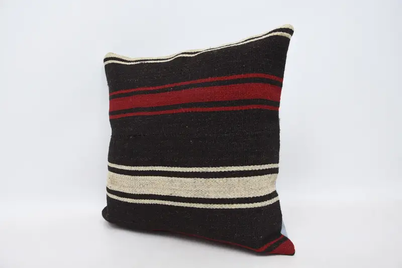 Vintage Kilim Throw Pillow, Cushion, Bolster Throw Pillow Sham, 20x20 Brown Pillow Case, Boho Pillow Sham Cover, Car Pillow Cover, Vintage Pillow - 4