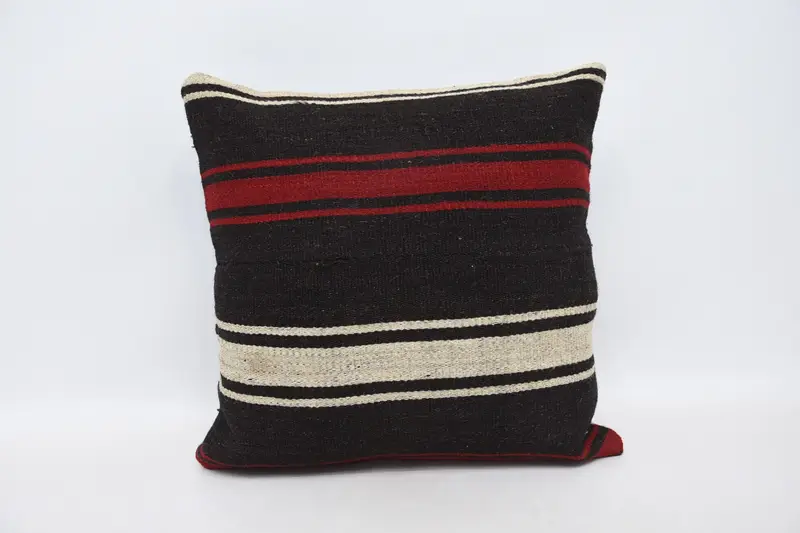 Vintage Kilim Throw Pillow, Cushion, Bolster Throw Pillow Sham, 20x20 Brown Pillow Case, Boho Pillow Sham Cover, Car Pillow Cover, Vintage Pillow - 1