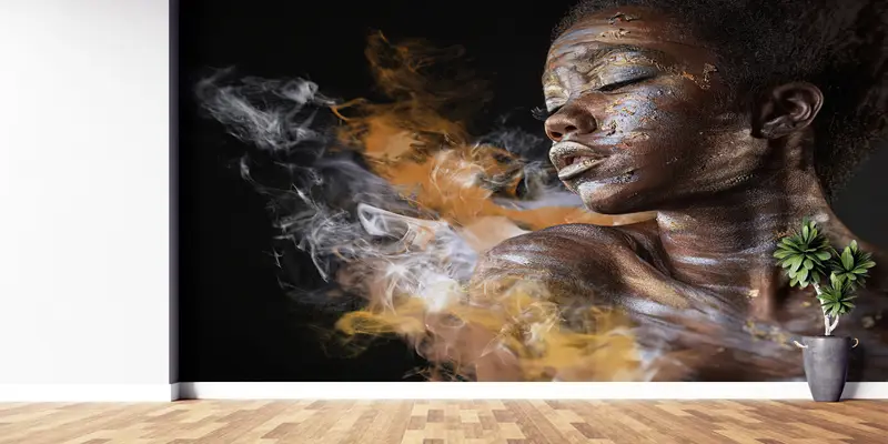 Çağdaş Afrikalı Kadın Duman Baskı Duvar Kağıdı - Zarif Dekor