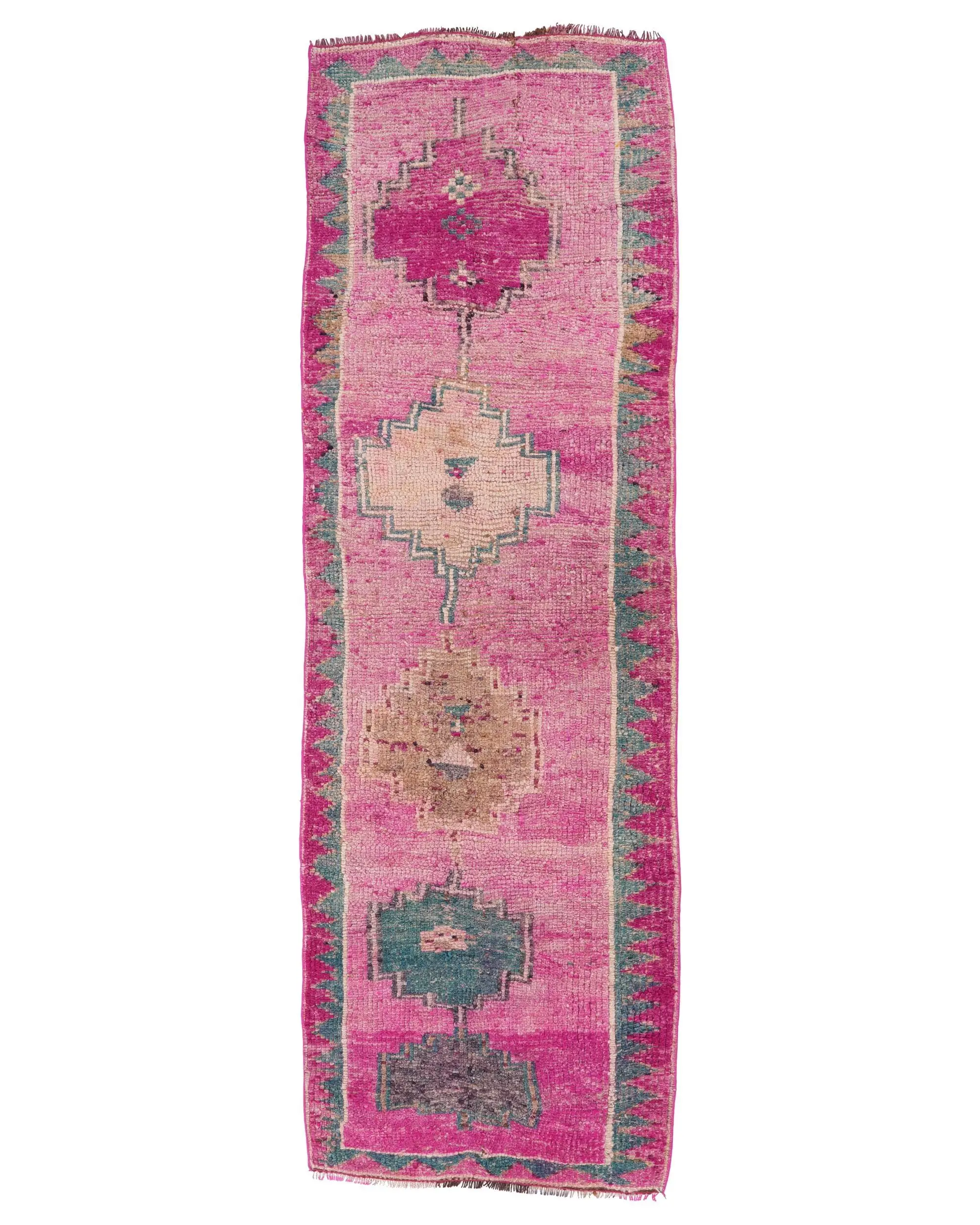 Vintage 2,9x8,8 ft Läuferteppich, türkischer Teppich, Herki-Teppich mit roten Pflanzen und Bäumen - 1