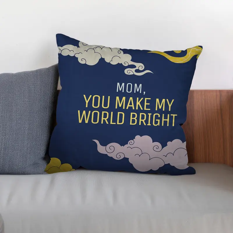 Navy Blue Mother's Day Throw Pillow, Inspirational Typography Cushion Cover, Thoughtful Mom Gift - 1