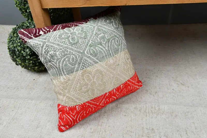 Floor Cushion Cover, Boho Pillow Sham Cover, Kilim Pillow, Antique Pillows, 16x16 Green Cushion Case, Art Deco Cushion Cover, Pillow Cover - 7