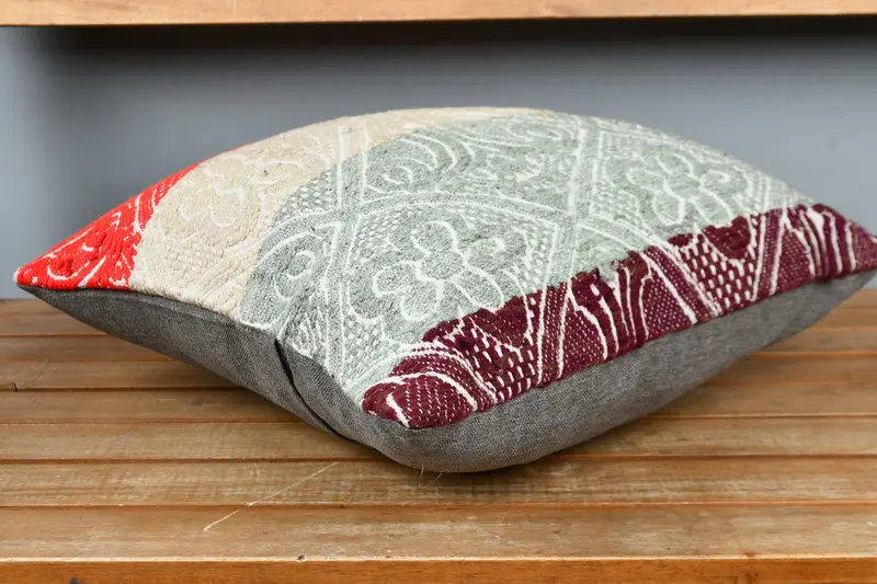 Floor Cushion Cover, Boho Pillow Sham Cover, Kilim Pillow, Antique Pillows, 16x16 Green Cushion Case, Art Deco Cushion Cover, Pillow Cover - 3