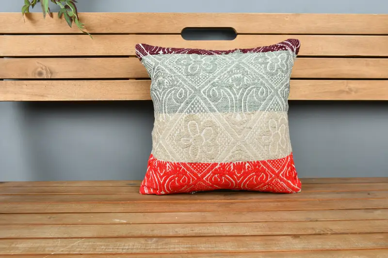 Floor Cushion Cover, Boho Pillow Sham Cover, Kilim Pillow, Antique Pillows, 16x16 Green Cushion Case, Art Deco Cushion Cover, Pillow Cover - 6