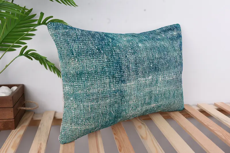 Traditional Cushion, Vintage Cushion, Kilim Pillow, Turkish Pillow, Cushion, 16x24 Blue Pillow, Pillow for Couch, Bright Cushion - 4