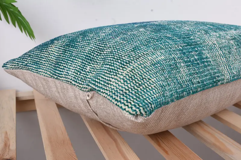 Traditional Cushion, Vintage Cushion, Kilim Pillow, Turkish Pillow, Cushion, 16x24 Blue Pillow, Pillow for Couch, Bright Cushion - 6