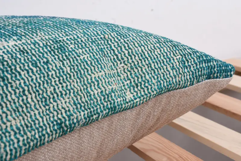 Traditional Cushion, Vintage Cushion, Kilim Pillow, Turkish Pillow, Cushion, 16x24 Blue Pillow, Pillow for Couch, Bright Cushion - 7