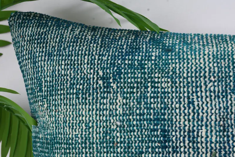 Traditional Cushion, Vintage Cushion, Kilim Pillow, Turkish Pillow, Cushion, 16x24 Blue Pillow, Pillow for Couch, Bright Cushion - 2