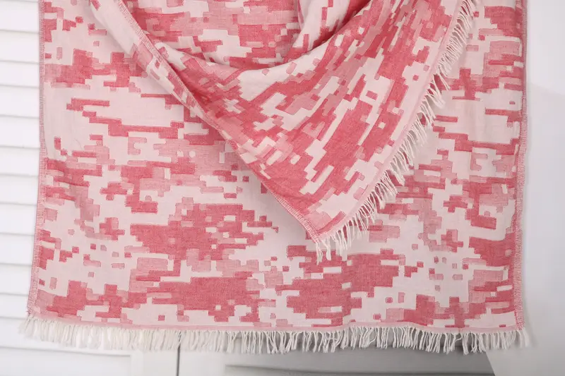 Personalized Beach Towel Camouflage Red, 36x67 Inches, Organic Cotton