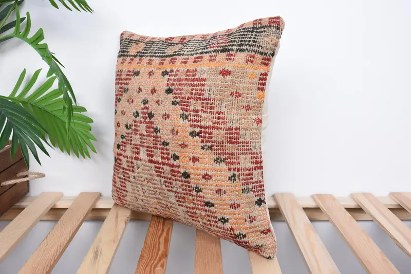 16x16 Red Cushion Cover, Boho Pillow Sham Cover, Pillow Sham, Turkish Kilim Pillow, Luxury Pillow Cover, Chair Cushion Cover, Home Decor Pillow - 5