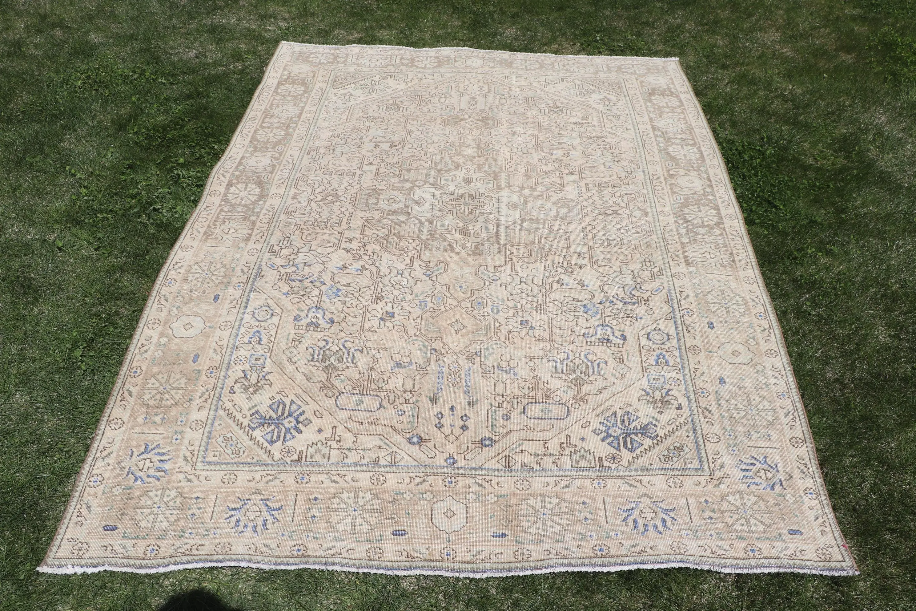 Vintage Halı 6,46x9,3 ft (197x282 cm), Bej Türk Halısı - 1