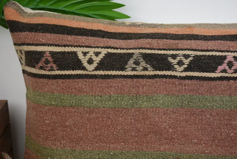 Gift Pillow, Throw Kilim Pillow, Vintage Kilim Pillow, Cushion Case, 12x48 Brown Pillow, Ethnic Throw Cushion Cover, Luxury Cushion Cover - 2