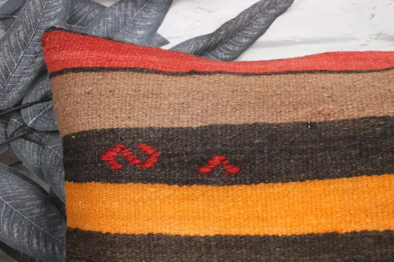 Ethnic Pillow Cover Cushion Case, Home Decor Pillow, 12x24 Orange Pillow, Vintage Kilim Pillow, Throw Kilim Pillow, Pet Cushion Cover, Pillow Case - 2