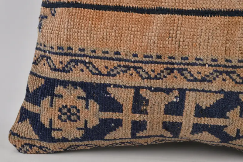 Vintage Kilim Throw Pillow, 24x24 Blue Pillow Sham, Pillow for Couch, Boho Pillow Sham Cover, Ottoman Cushion Case, Cushion, Traditional Pillow Sham - 4