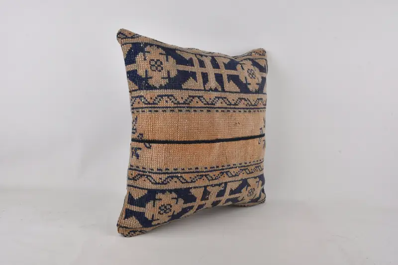 Vintage Kilim Throw Pillow, 24x24 Blue Pillow Sham, Pillow for Couch, Boho Pillow Sham Cover, Ottoman Cushion Case, Cushion, Traditional Pillow Sham - 2