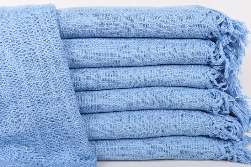 Bedspread Throw Blanket Couch Blue Solid, 79x56 Inches