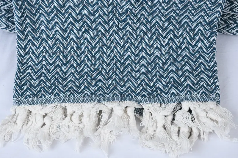 Custom Wedding Gifts, Bachelor Gifts, Boho Throw Blankets, 76x64 Cotton Zig zag Towel, Turkish Cotton Throw Blanket, Tablecloth, Best Wedding Gift - 2