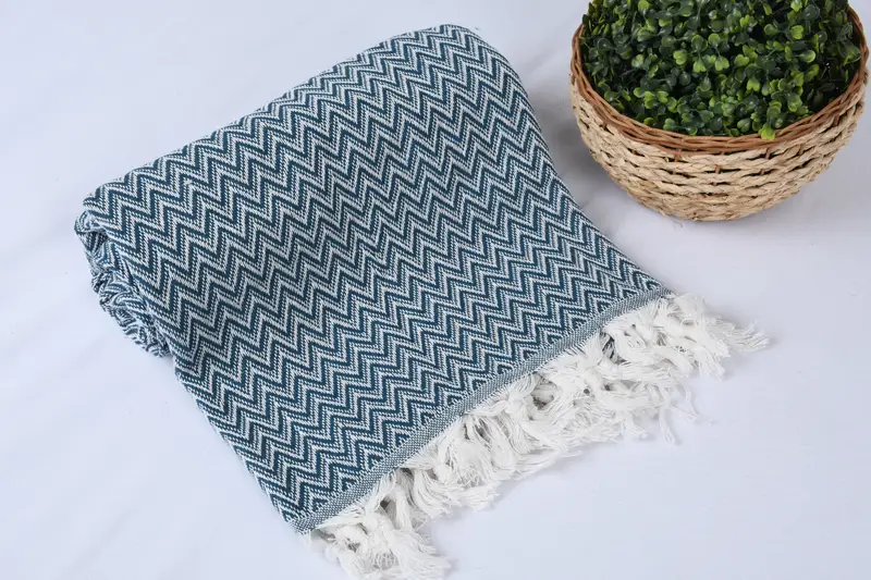 Custom Wedding Gifts, Bachelor Gifts, Boho Throw Blankets, 76x64 Cotton Zig zag Towel, Turkish Cotton Throw Blanket, Tablecloth, Best Wedding Gift - 4