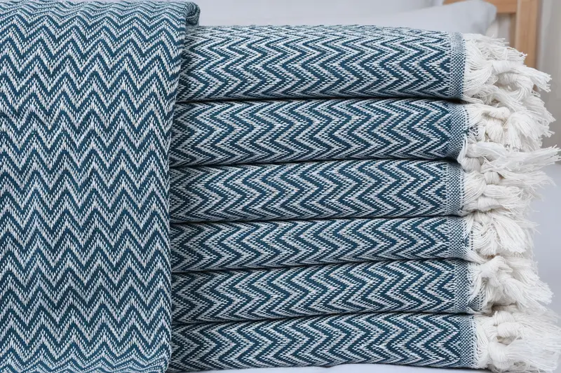 Custom Wedding Gifts, Bachelor Gifts, Boho Throw Blankets, 76x64 Cotton Zig zag Towel, Turkish Cotton Throw Blanket, Tablecloth, Best Wedding Gift - 1
