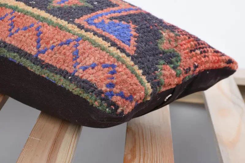 Boho Pillow, Bright Pillow Case, Ethnical Kilim Rug Pillow, Vintage Throw Cushion, 8x16 Red Cushion Cover, Pillow Case, Kilim Pillow - 7