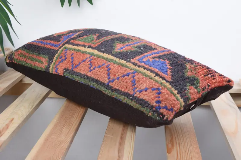 Boho Pillow, Bright Pillow Case, Ethnical Kilim Rug Pillow, Vintage Throw Cushion, 8x16 Red Cushion Cover, Pillow Case, Kilim Pillow - 6