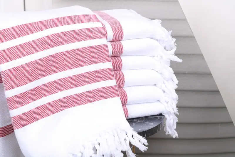 Monogrammed Beach Blanket Red Chevron Towel 40x71 Inches