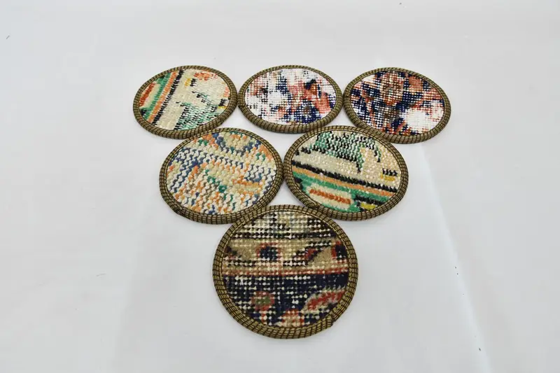 Bohemian Beige & Bronze Round Coaster, Elegant Bohemian Coaster