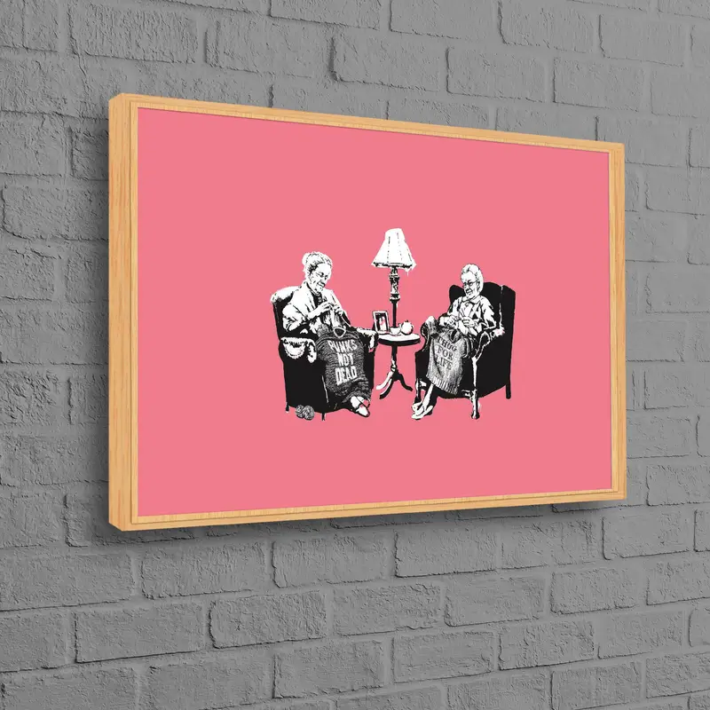 エレガントなおばあちゃんのグラフィティ ピンク キャンバス プリント - 芸術的な家の装飾