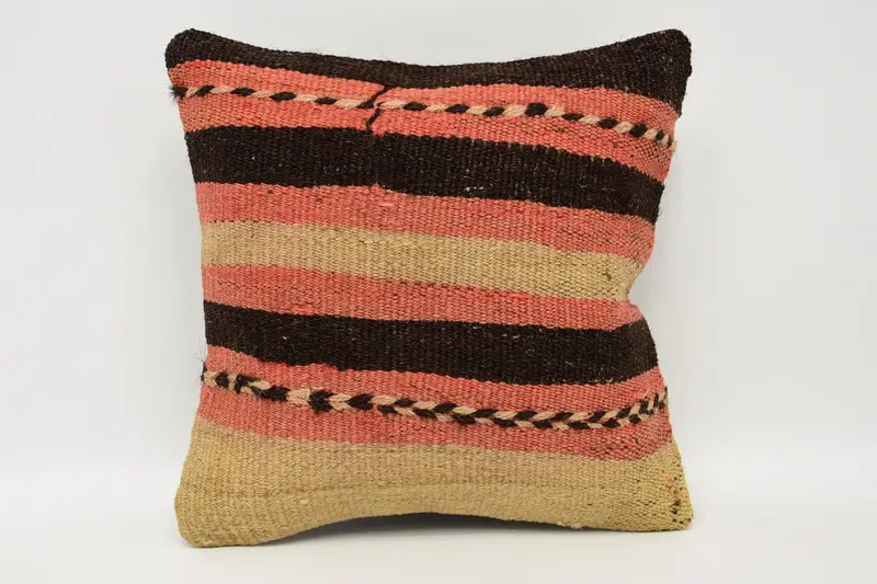 Armchair Pillow Sham, Pillow for Sofa, Cushion Cover, Pillow for Couch, Sofa Bolster Cushion, 12x12 Beige Cushion Cover, Kilim Pillow Cover - 1