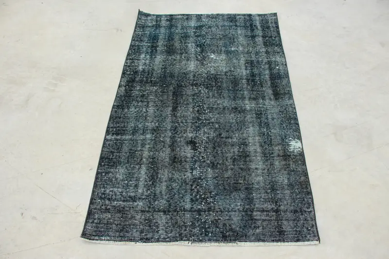 Türkischer Vintage-Teppich 3x4,9 ft (91x148 cm), Oushak Schwarzgrauer Orientteppich - 1
